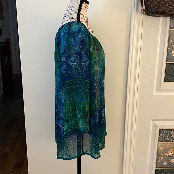 💗Ricki's Vibrant Blue and Green Blouse - Picture 8 of 14